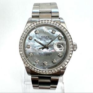 ROLEX Oyster Perpetual DATEJUST Automatic 36mm Steel Diamond Watch